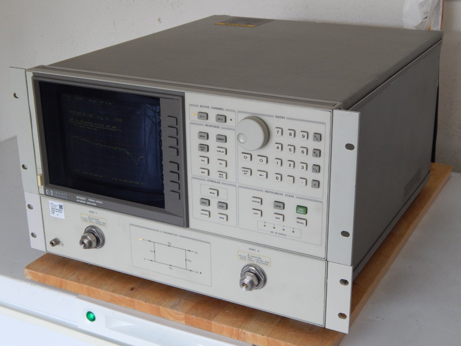 Agilent/Keysight 8722C w/001, 006, 50Mhz-40GHz Network analyzer, s/n3547A03035 Agilent/Keysight 8722C w/001, 006, 50Mhz-40GHz Network analyzer, s/n3547A03035